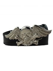 Fashion Gürtel Totenkopf mit Flügel silber