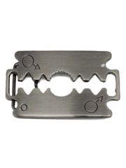 Gürtelschnalle Rasierklinge silber