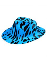 Partyhut Fedora türkis schwarz gefleckt