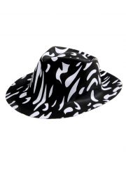 Partyhut Fedora schwarz weiß gefleckt