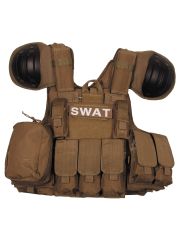 Taktische Weste Combat coyote tan mit Abwurfsystem
