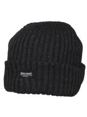 Rollmütze grob gestrickt schwarz gefüttert