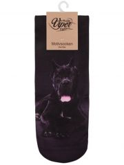 Sneaker Socken bedruckt Hund schwarz