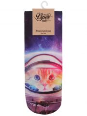 Sneaker Socken bedruckt Astronautenkatze