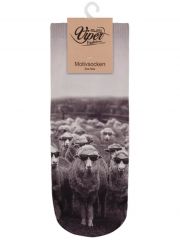 Sneaker Socken bedruckt Schafe schwarz weiß