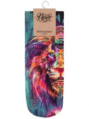Sneaker Socken bedruckt Löwenkopf bunt