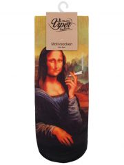 Sneaker Socken bedruckt kiffende Mona Lisa