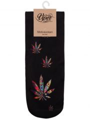 Sneaker Socken bedruckt Hanf schwarz