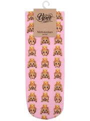Sneaker Socken bedruckt Emoji pink