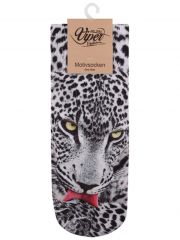 Sneaker Socken bedruckt Gepard weiß