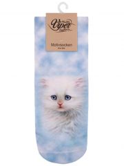 Sneaker Socken bedruckt Katzenbaby weiß