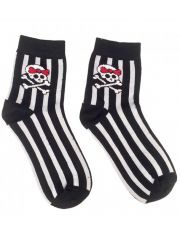 Socken Skull Girl gestreift weiß