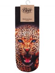 Sneaker Socken bedruckt böser Gepard