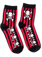 Socken Pirat schwarz rot gestreift medium