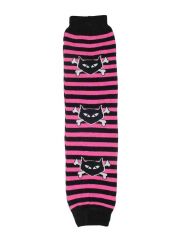 Arm Stulpen Skull Girl gestreift rosa