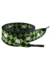 Schnürsenkel Skulls Karo grün schwarz breit