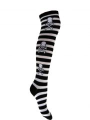 Kniestrümpfe Totenkopf weiß gestreift