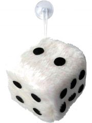 Autowürfel Fuzzy Dice weiß klein mit Saugnapf