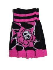 Fingerlose Handschuhe Totenkopf pink