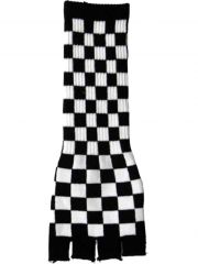 Fingerlose Stulpenhandschuhe Kariert schwarz weiß