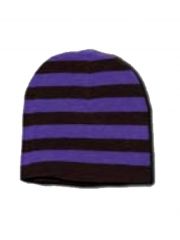Beanie lila schwarz gestreift