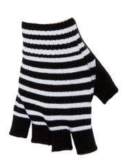 Fingerlose Handschuhe weiß schwarz gestreift