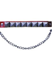 Leder Stiefelband rot mit Pyramidennieten