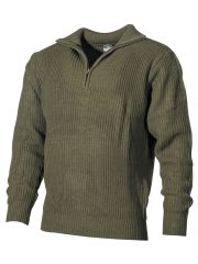 Isländer Pullover oliv mit Reißverschluss