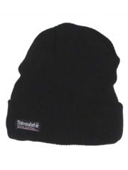 Rollmütze gestrickt schwarz mit Thinsulate Futter