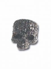 Metallring Totenkopf mit Strasssteinen in schwarz