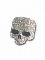 Metallring Totenkopf mit Strasssteinen