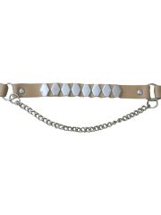 Leder Stiefelband beige mit Nieten