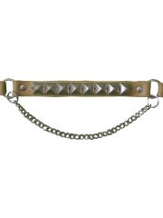 Leder Stiefelband Pyramidennieten beige