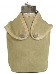 Französische Feldflasche mit Bezug gebraucht