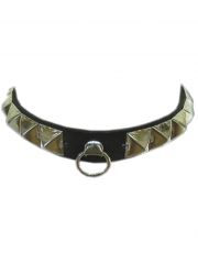 Leder Halsband Pyramidennieten mit Ring