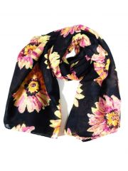 Tuch Blumenmuster schwarz