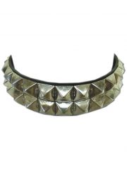 Leder Halsband Pyramidennieten 2 reihig