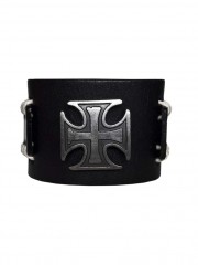 Kunstleder Armband Eisernes Kreuz schwarz