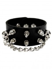 Kunstleder Armband Killernieten und Kette