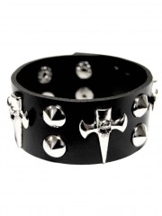 Kunstleder Armband Kreuzschwert Skull