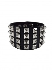 Kunstleder Armband Pyramiden Nieten 4 reihig