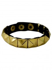 Kunstleder Armband Pyramidennieten gold