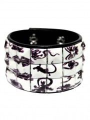 Kunstleder Armband Reptilien schwarz weiß