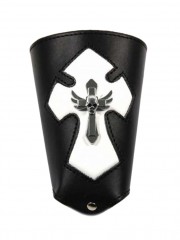 Kunstleder Armband Kreuz weiß