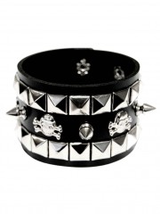 Kunstleder Armband Totenkopfnieten