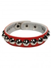 Kunstleder Armband rot Spitznieten klein
