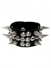 Leder Armband Cone und Spitznieten 3 reihig