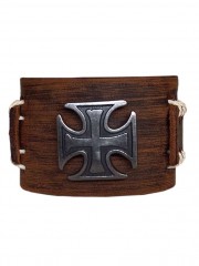 Kunstleder Armband Eisernes Kreuz braun