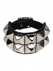 Leder Armband Pyramiden Nieten 2 reihig