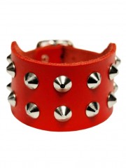 Leder Armband Spitznieten 2 reihig rot